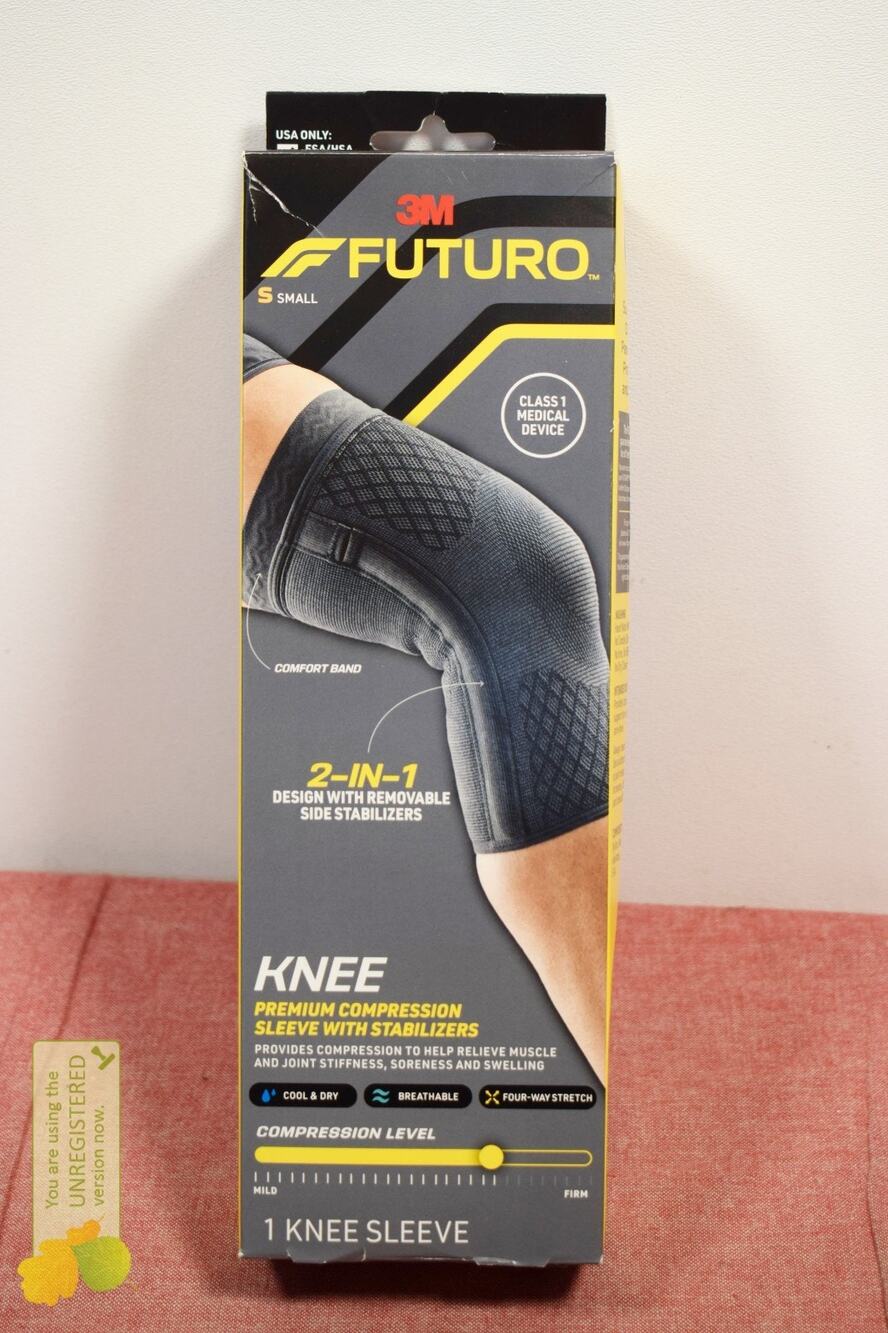 FUTURO Premium Compression Knee Sleeve with Stabilizers Small (Pack Wear)